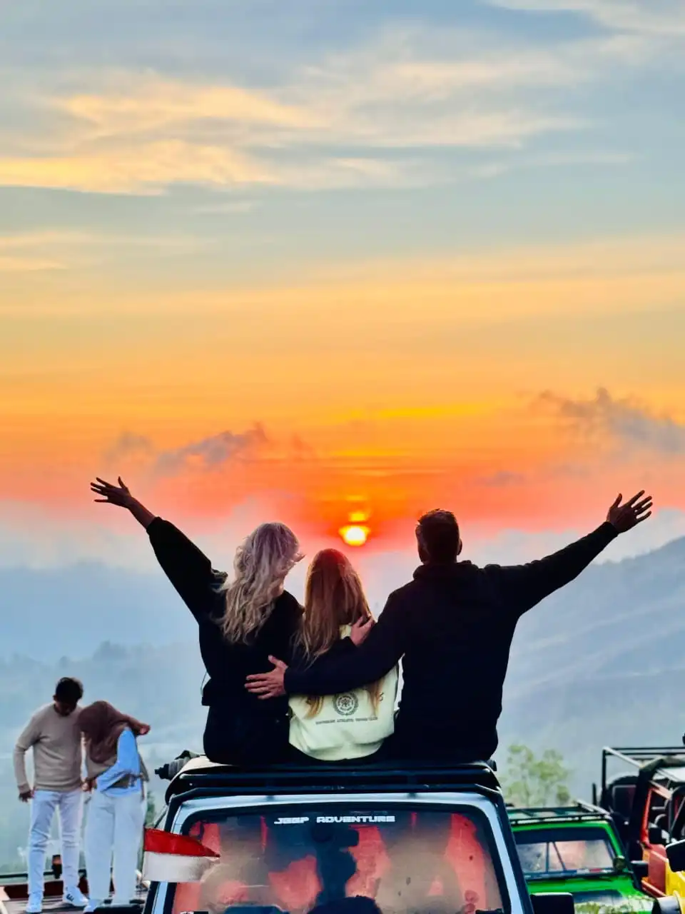 Mount Batur view, Sitting on Jeep, Bali